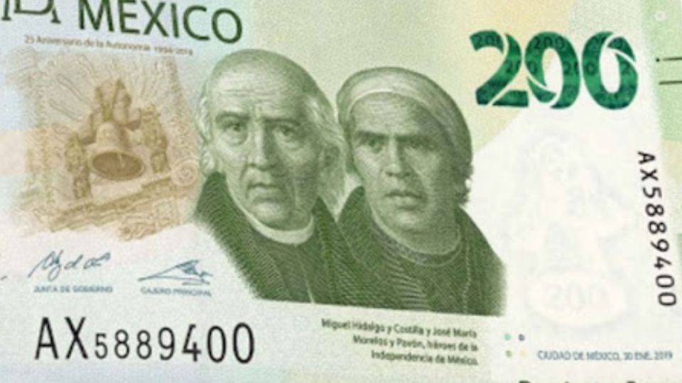 Billete de 200 pesos que puedes vender en Internet. FOTO: Especial