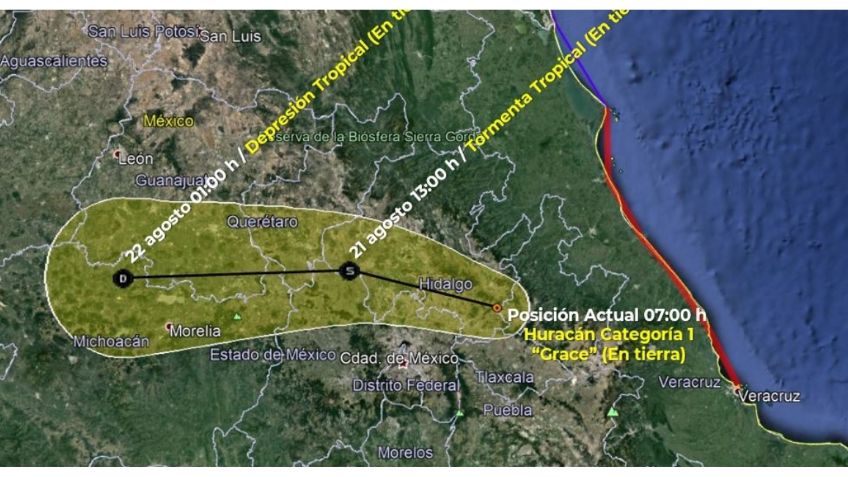 "Grace" se degrada a tormenta tropical: sigue provocando lluvias intensas en el centro de México