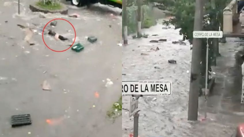 Tragedia en Tlalnepantla: el momento exacto en que dos jóvenes son tragados por la corriente tras tormenta