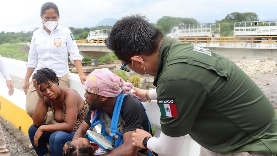 Imagen de la caravana migrante en Chiapas. Foto: EFE