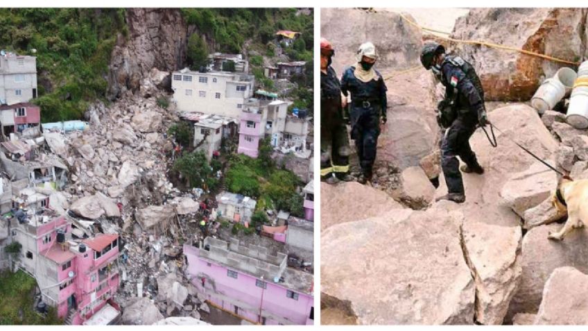 VIDEO VIRAL: Elementos de Semar rescatan a perrito entre los escombros del Cerro del Chiquihuite