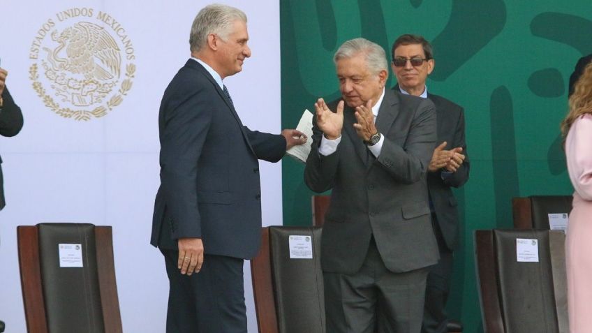 AMLO y Miguel Díaz-Canel se reúnen tras discurso para pedir levantar bloqueo a Cuba