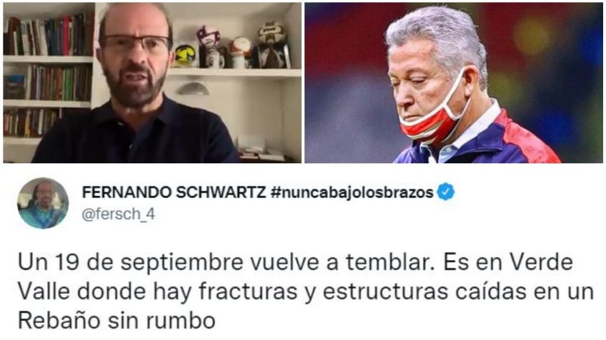 Chivas: usuarios de redes sociales tunden a Fernando Schwartz por tuit sobre el sismo y Vucetich