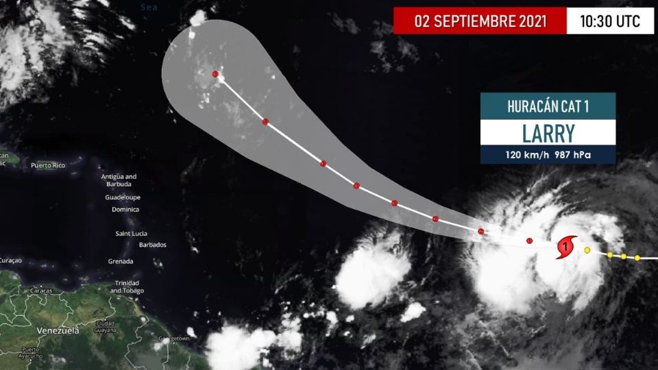 Así será la trayectoria de Larry. Foto: Twitter @Meteovargas