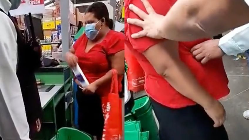 Detienen a mujer por robo en supermercado; guardias la maltratan durante inspección: VIDEO VIRAL