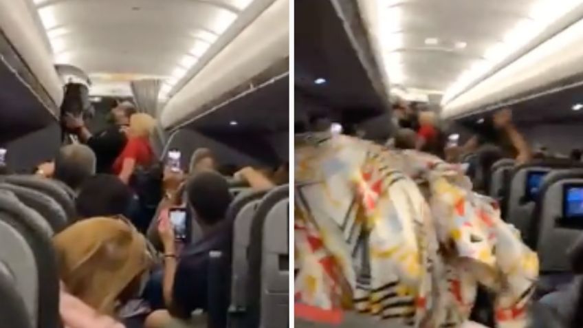 Pasajeros de avión cantan mientras bajan a pareja que se negaban a usar cubrebocas | VIDEO VIRAL