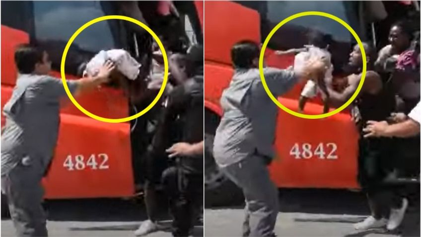 Migrante protagoniza jaloneo de su bebé con agente ante detención; así fue el momento: VIDEO