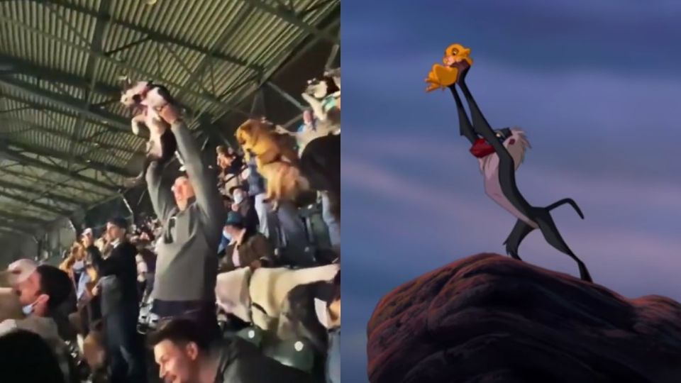 Las aficionados cargaron a sus mascotas como Rafiki a Simba. Foto: Captura de pantalla