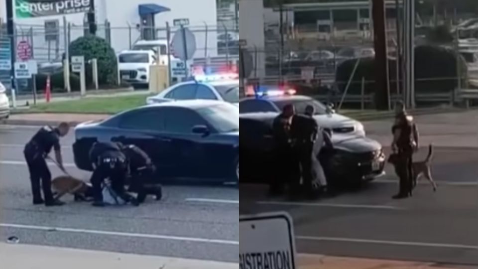 Los policías dijeron que el hombre los amenazó a los policías y por eso le arrojaron al perro. Foto: Especial