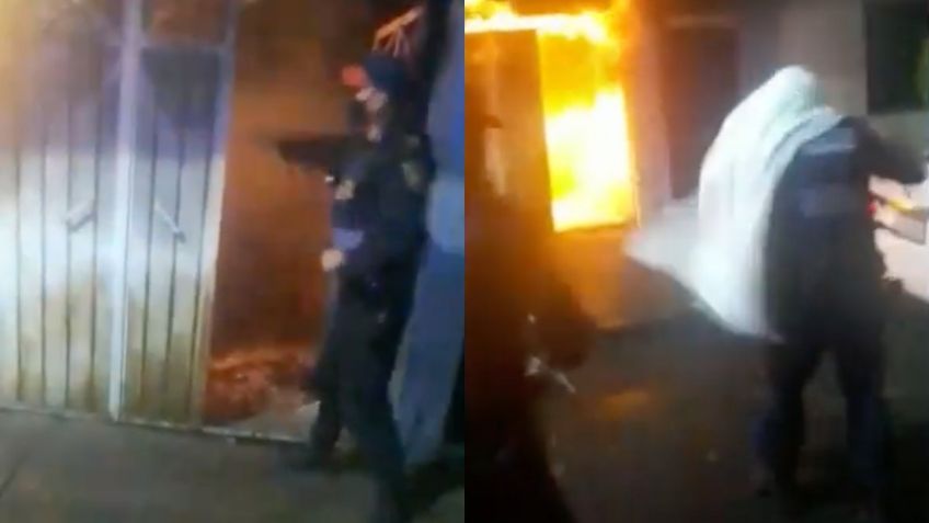 Así rescataron policías a dos abuelitos de incendio en la Álvaro Obregón: VIDEOS