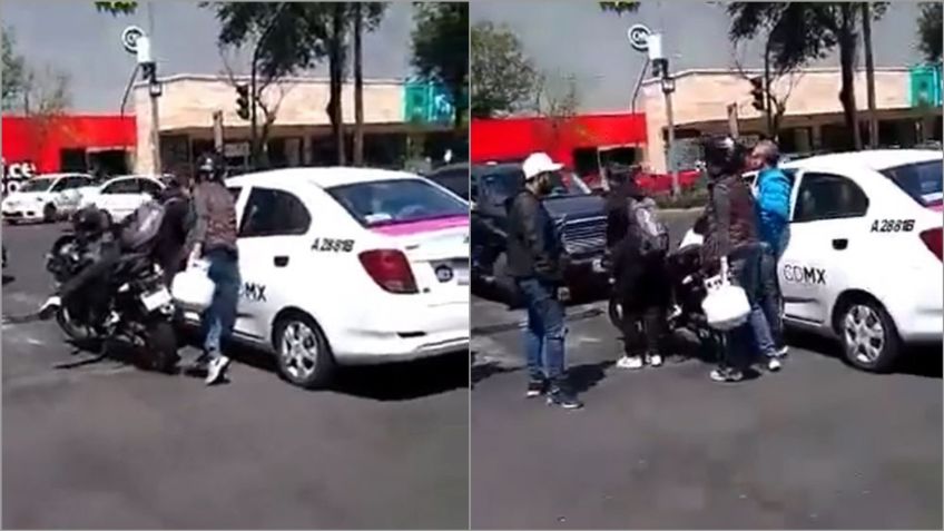 VIDEO VIRAL: Motociclista ataca a taxista; le rompe el vidrio y la apodan #LadyGas