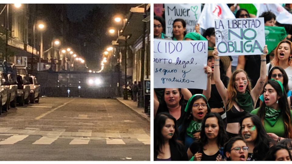 Zócalo blindado por la marcha feminista que se realizará esta tarde 
FOTO: Especial