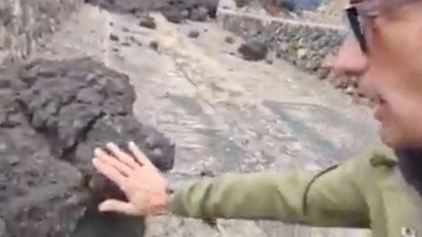 Reportero recibe gran lección al tocar lava del volcán de La Palma durante transmisión en vivo | VIDEO