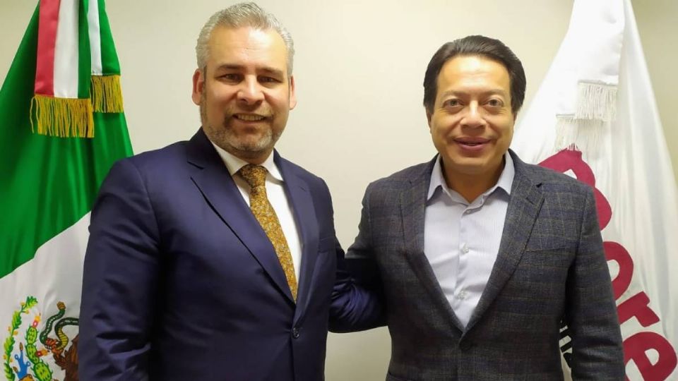 Alfredo Ramírez en compañía del presidente nacional de Morena, Mario Delgado. Foto: Twitter