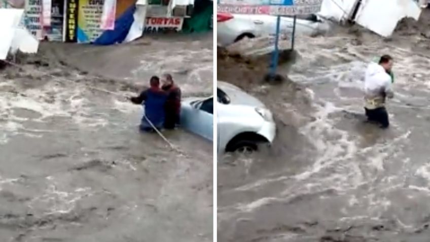 Ecatepec: El heroico rescate de un bebé; así lo salvaron de ser arrastrado por el agua | VIDEO