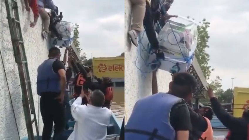 El dramático rescate de un bebé en incubadora del hospital de Tula, tras la inundación: VIDEO