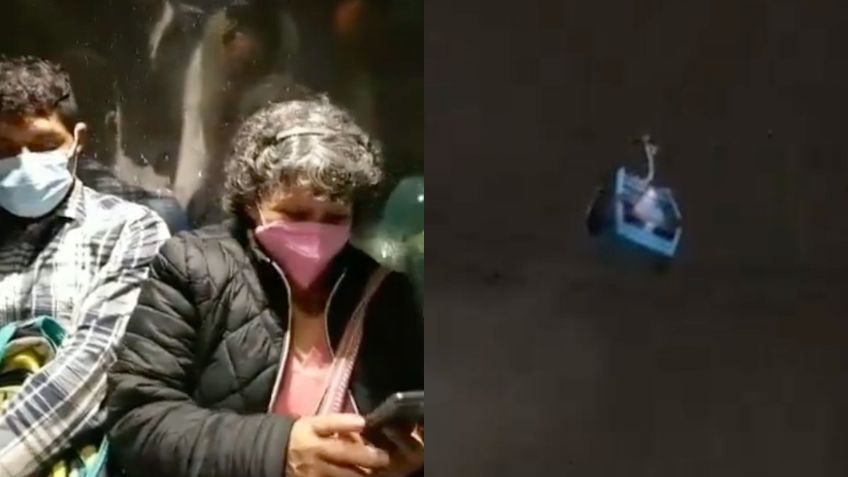 Mujer reza mientras el Cablebús se mece por el sismo de 7.1 grados en Ciudad de México: VIDEO