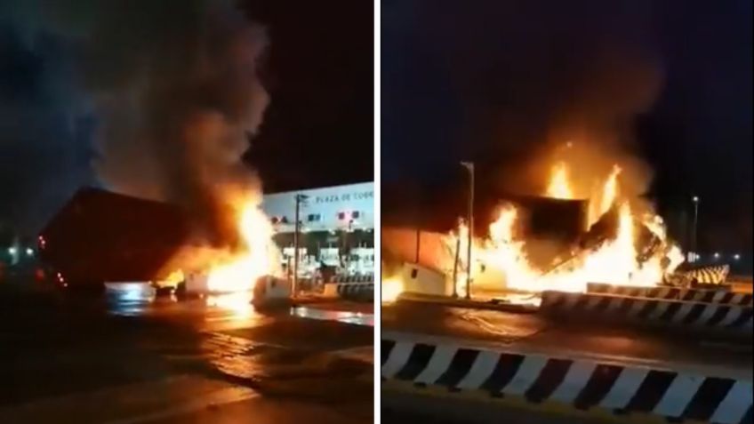 Tráiler choca y se incendia en caseta de la México-Puebla: VIDEO