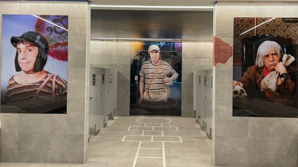 El Chavo del 8 adorna los baños infantiles del Aeropuerto de Santa Lucía | FOTO: Especial