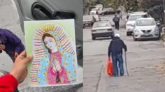 Nuevo León: Abuelito vende sus dibujos en Guadalupe para llevarle leche a sus nietos