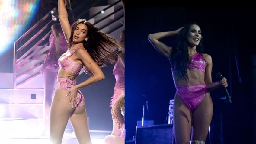 ¿Le copió a Dua Lipa? María León presume look rosa como el de la cantante en los premios Grammy 2021