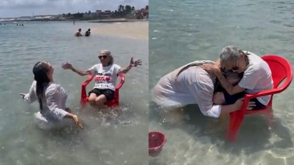 La nieta de esta abuelita le cumplió su sueño de conocer el mar. (Foto: Especial)