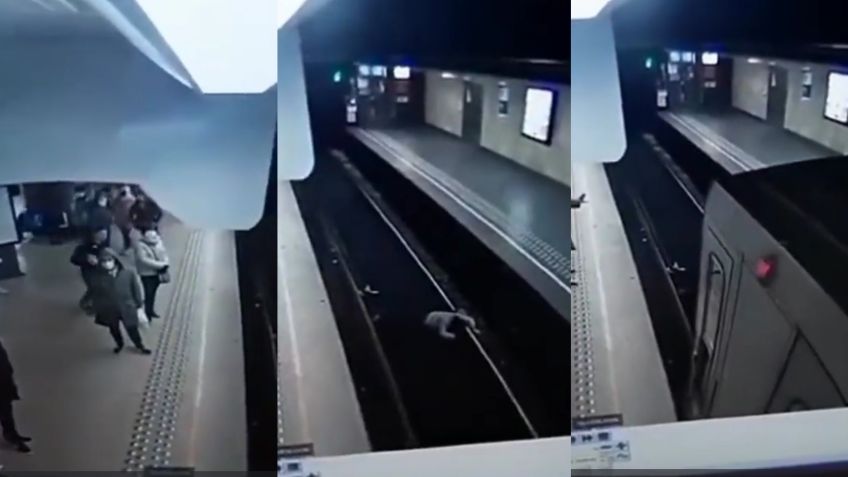 Bélgica: Hombre empuja a las vías del metro a una mujer y se salva de milagro | VIDEO