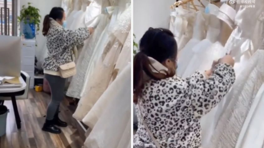 Mujer destruye 32 vestidos de novia porque no le regresaron su depósito tras cancelar su boda | VIDEO