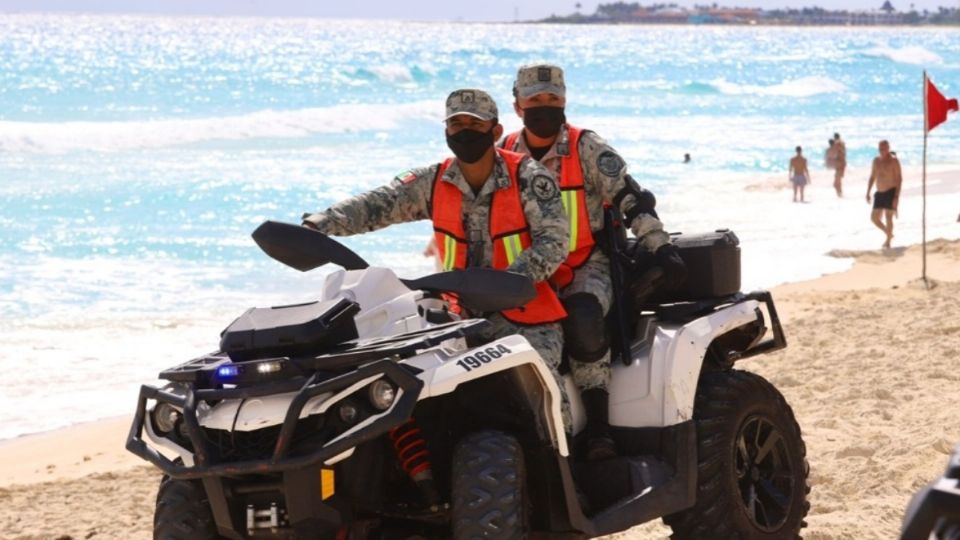 *El Batallón de Seguridad Turística de la Guardia Nacional despliega elementos en Isla Mujeres, Benito Juárez, Puerto Morelos, Solidaridad y Tulum. FOTO: ESPECIAL