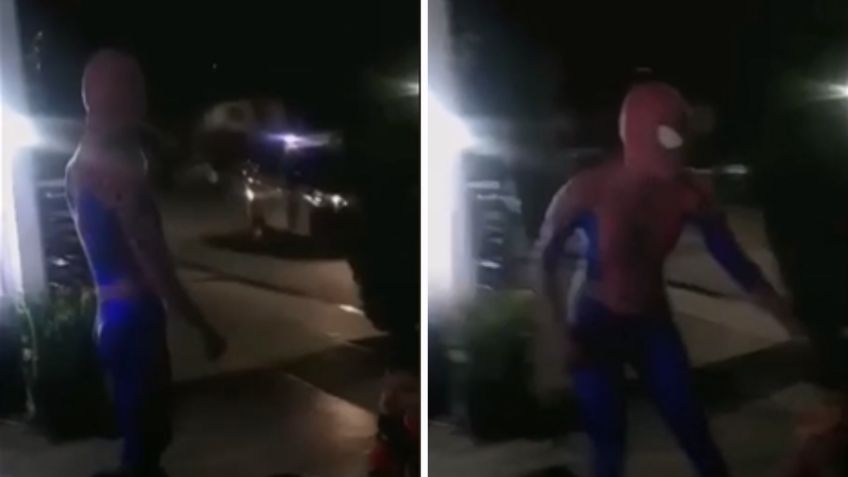 ‘Hombre Araña’ protege a niños de balacera en calles de Nuevo León: VIDEO