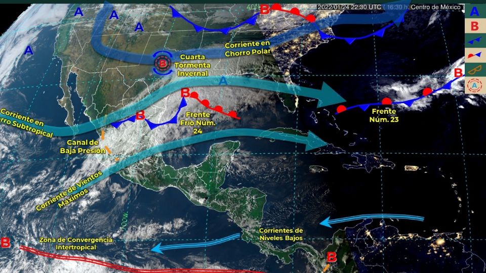 El Frente Frío número 24 avanzará sobre el sureste del país (Foto: Conagua)