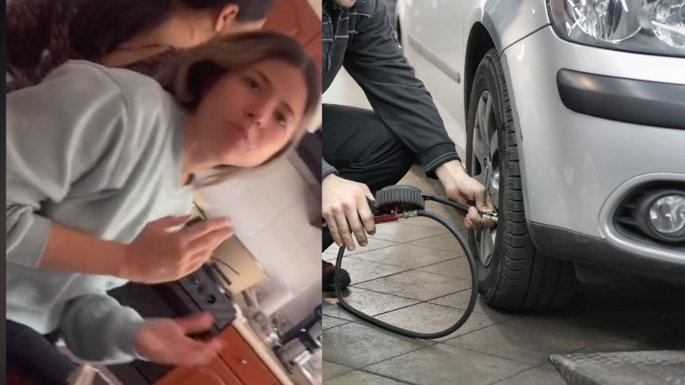 La joven le cobraron 500 pesos por ponerle aire a las llantas. Foto: Especial / TikTok @anapaula.mx 
