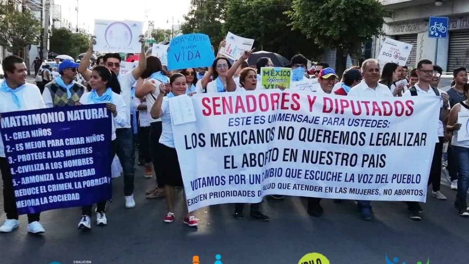 Durante una marcha en Aguascalientes