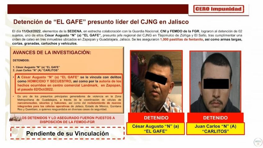 Detienen a líder regional del CJNG y presunto responsable de balacera en Zapopan