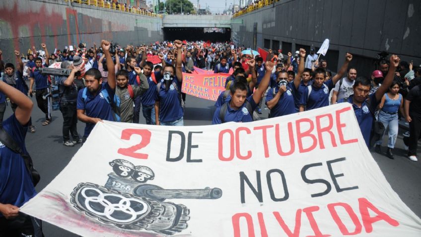 Marcha del 2 de octubre culmina con 4 mil manifestantes por la Matanza de Tlatelolco