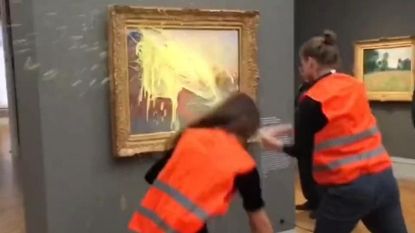 VIDEO: dos activistas lanzan puré a un cuadro de Monet para hablar de la crisis ambiental