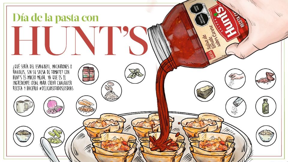 Lasagna cups con Salsa Hunt’s Receta Casera sabor carne