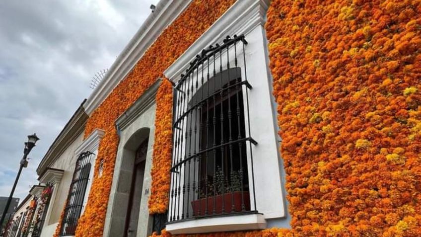 Oaxaca: 10 mil flores de cempasúchil ornamentan fachada monumental