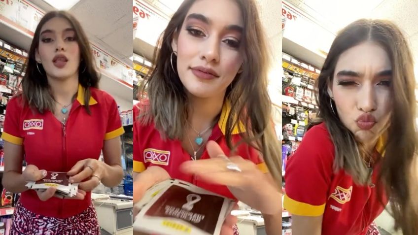 VIDEO: Alex Silva, cajera del Oxxo, pide que le bailen tras arrojar sobres del álbum Panini como si fueran billetes