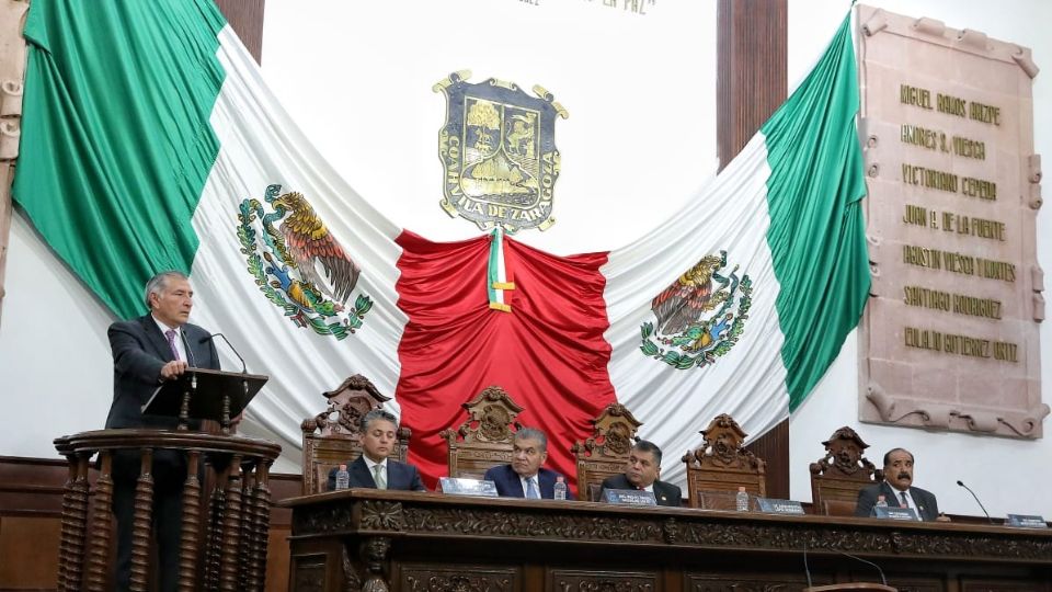 Durante la presentación de la reforma constitucional en materia seguridad pública, ante diputadas y diputados del Congreso de Coahuila.