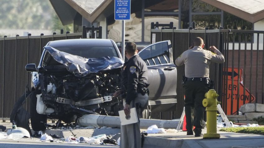 Imágenes sensibles: revelan video del momento exacto en que un auto embiste a 25 policías de Los Ángeles