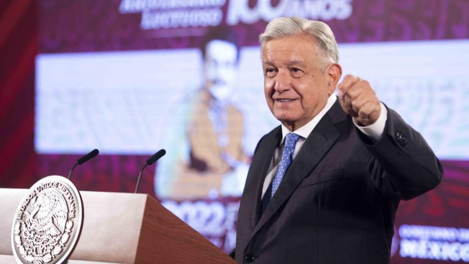 AMLO en la conferencia matutina desde Palacio Nacional.