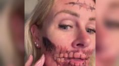 VIDEO | Pánico en Halloween: se tatuó una calavera en la cara y no se la pudo borrar