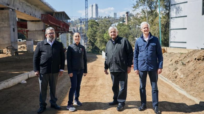 López Obrador y Claudia Sheinbaum supervisan obra del Tren Interurbano México-Toluca