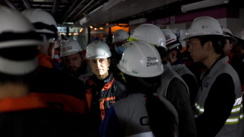 Claudia Sheinbaum supervisa colocación de vías de Salto del Agua a Pantitlán en la Línea 1