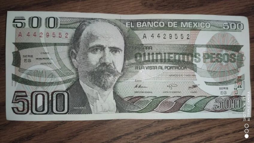 FOTOS | Este antiguo billete de 500 pesos con la imagen de Francisco I. Madero se vende en 40 mil pesos