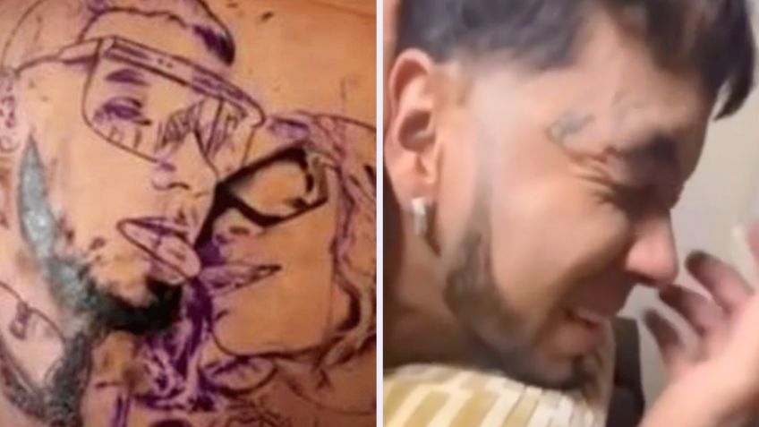 Anuel AA llora mientras se tapa el tatuaje que se hizo por Karol G | VIDEO