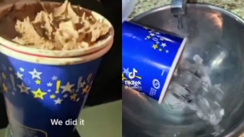 ¡Sin levantar sospechas! Jóvenes se hacen virales en TikTok por pasar a escondidas helado y pizza al cine | VIDEO