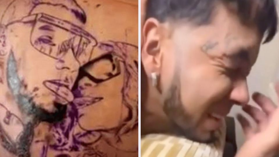 Anuel AA se borra el tatuaje que se hizo en honor a Karol G. Foto: Especial