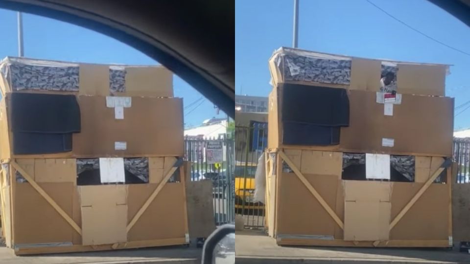 El hombre fue captado en la parte superior de la casa (Foto: captura de pantalla)